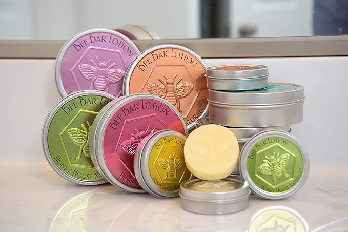 Bee Bar Honey House Naturals Duo – Vanilla - Small 6 Ounce and Large 2 Ounce– All Natural Ultra Moisturizing Lotion Bar Infused with Essential Oils and Butters – Made in USA-GlimoraGlow