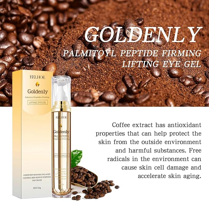 Caffeine Eye Serum Anti Aging, Eye Serum for Dark Circles and Puffiness, Retinol Eye Cream with 360°Massage Ball, Reduce Eye Wrinkles and Fine Lines-GlimoraGlow