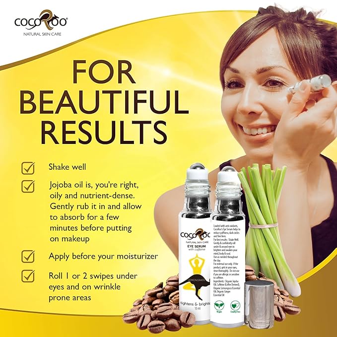 Caffeinated Eye Serum, Nutrient-Dense, 100% Pure, Natural & Vegan (Lemongrass)-GlimoraGlow