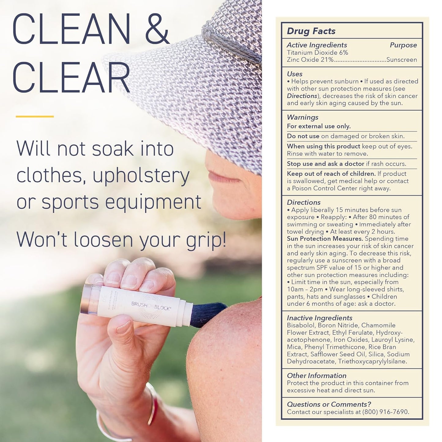 Brush On Block SPF 50 Mineral Powder Sunscreen, Translucent, Broad Spectrum, Water Resistant Face Protection, For All Skin Tones & Types, Reef Friendly, Mfg in USA-GlimoraGlow