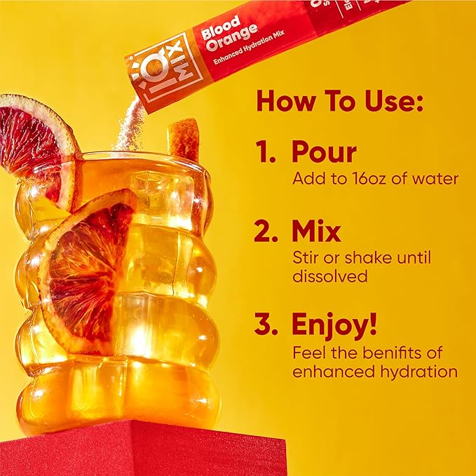 IQMIX Hydration Electrolyte Powder – 4-in-1 Formula for Hydration, Mental Clarity, Mood and Recovery – Sugar-Free Drink Mix, Keto, Magnesium L-Threonate, Lion’s Mane – 20 Count Blood Orange-GlimoraGlow