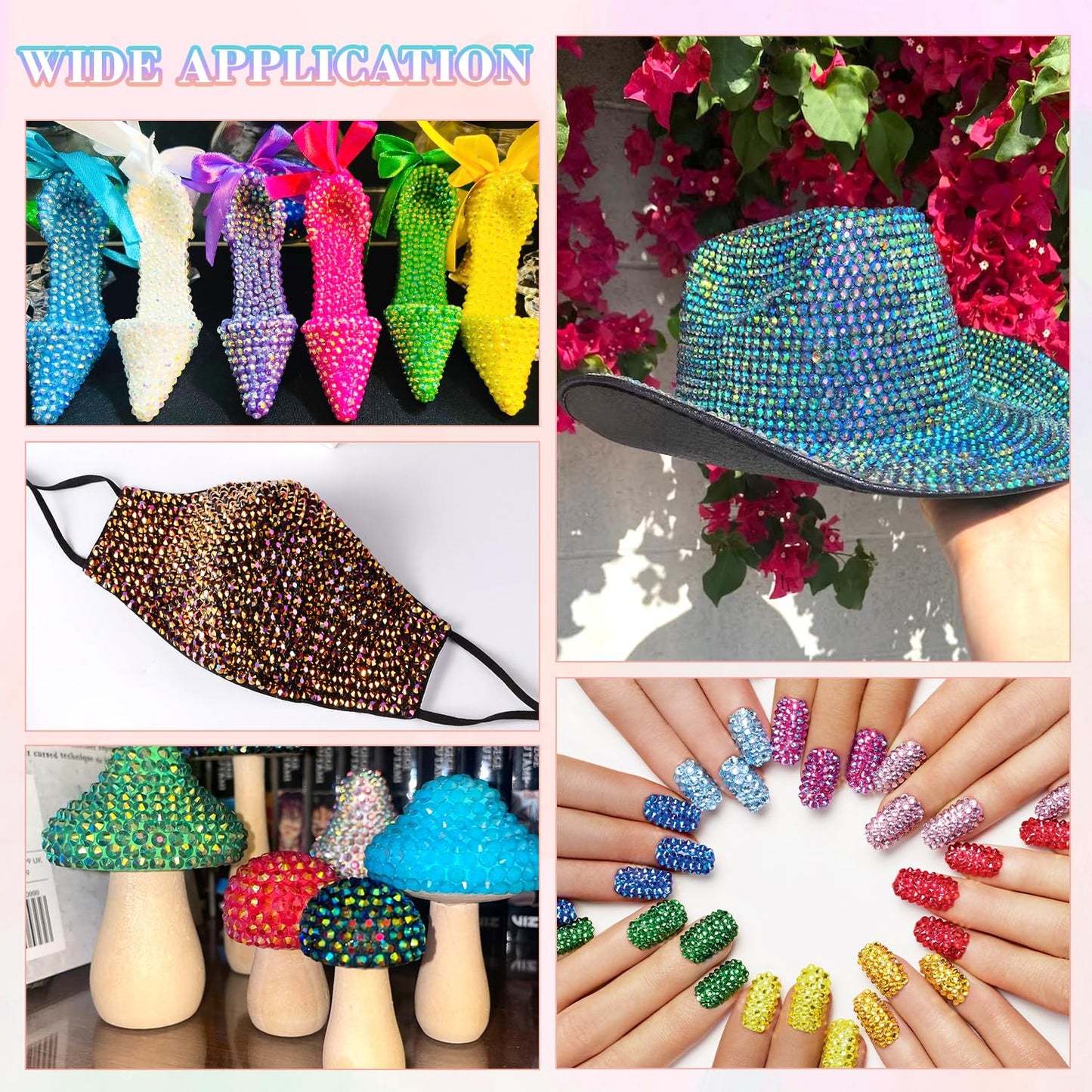 13000Pcs Resin Rhinestones with B7000 Jewelry Glue for Crafting, Multicolors 4mm Non Hotfix Flatback Gems, Bedazzling Crystal for DIY Crafts Clothing Tumblers Mugs Shoes Fabric Decor Nail Art-GlimoraGlow