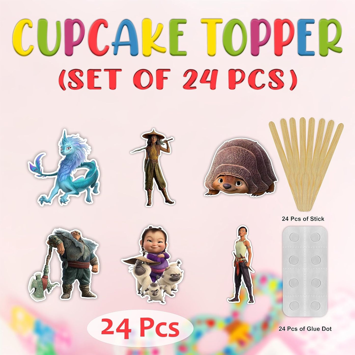 "Raya and the Last Dragn Cupcake Topper ā Princess and Fantasy-Themed Party Decoration ā Colorful Cupcake Picks Featuring and Friends for Birthday Parties and Themed Celebrations"