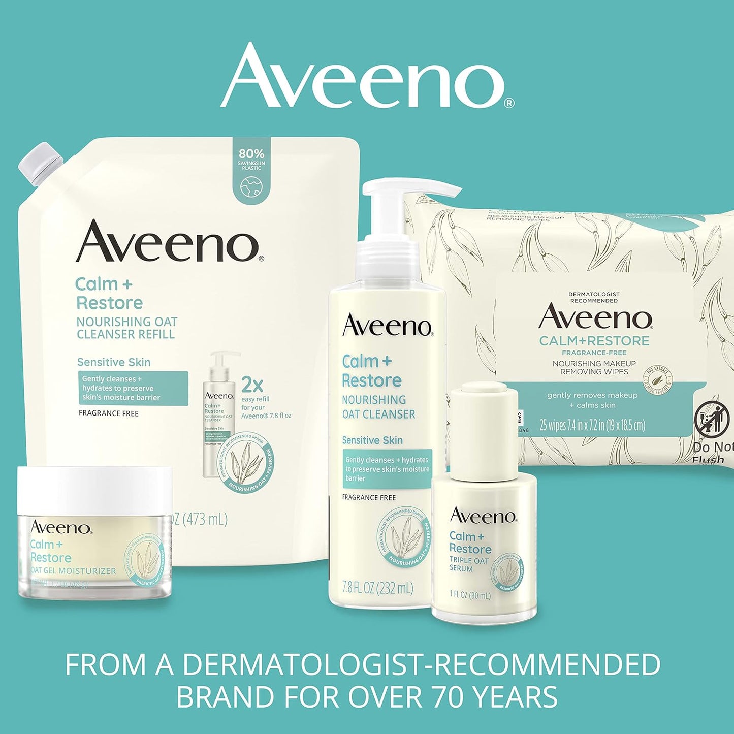 Aveeno Calm + Restore Facial Moisturizer Face Cream for Redness Relief, Non-Comedogenic, Ceramide & Vitamin B5, Hydrating for Dry, Sensitive Skin, Hypoallergenic, Fragrance-Free, 1.7 oz-GlimoraGlow