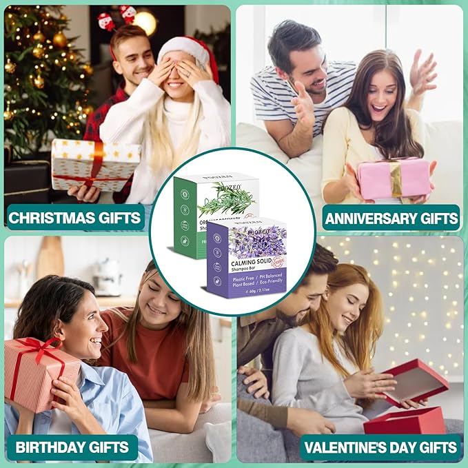 2 Pack Rosemary Lavender Hair Shampoo Bar,Deep Cleansing for Scalp Hair Loss Shampoo Soap,Organic Shampoo Oil Control for Hair Growth,Refreshing and Hydrating Bar,Gifts for Women Men-GlimoraGlow