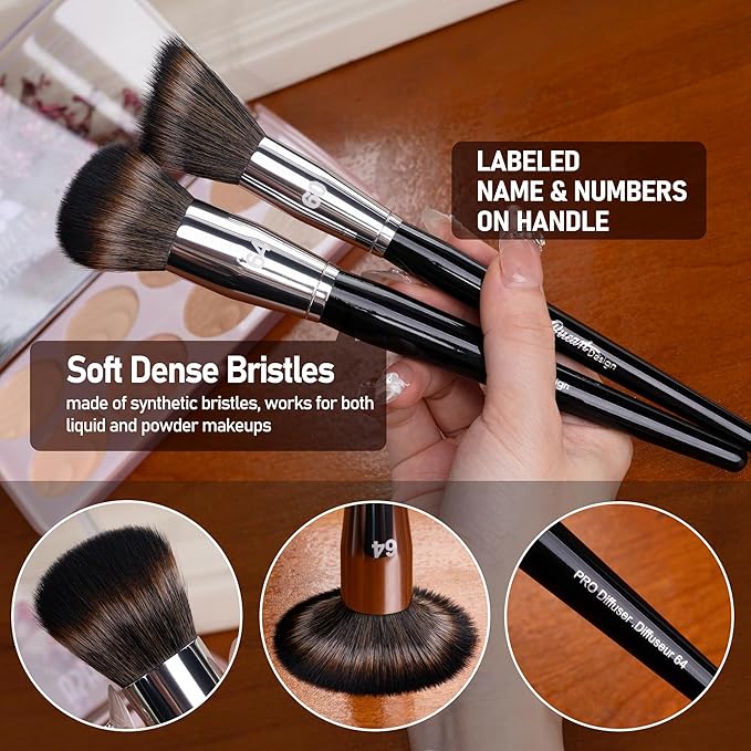 Bueart Design 36Pcs PRO Grade Natural Goat Hair Pony Bristles Makeup Brushes Set with Super Holder Professional-Grade Precision & Luxury Brush for beauty enthusiasts&professionals Makeup Artist-GlimoraGlow