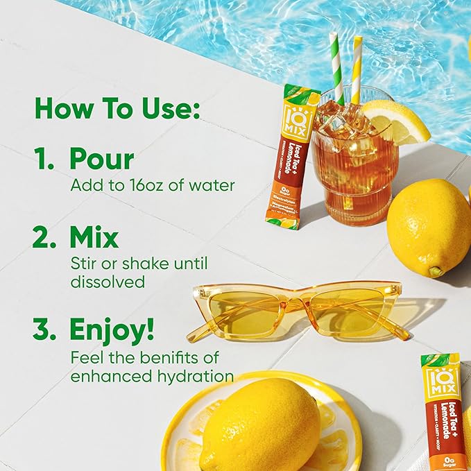 IQMIX Hydration Electrolyte Powder – 4-in-1 Formula for Hydration, Mental Clarity, Mood and Recovery – Sugar-Free Drink Mix, Keto, Magnesium L-Threonate, Lion’s Mane – 20 Count New Iced Tea Lemonade-GlimoraGlow