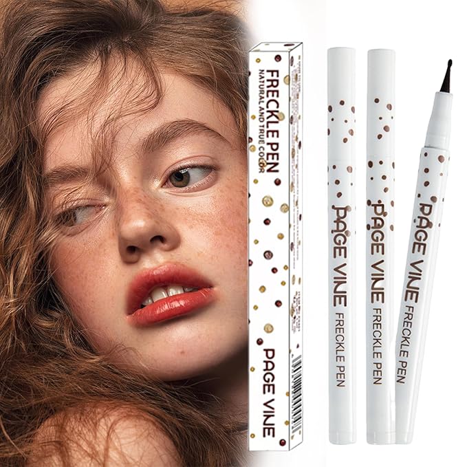 2 Pack Freckle Pen,Liquid Face Fake Freckles Pens to Create Natural Freckle Makeup and Freck beauty,Fake Freckles Waterproof for Lifelike Sunkissed Makeup,Mole Pen (01Light+04Espresso)-GlimoraGlow