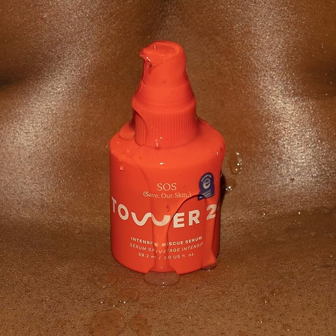 Tower 28 SOS Intensive Rescue Serum for Sensitive Skin, Hypochlorous Acid Skin Care, Helps Reduce Face Redness, Safe for All Skin Types, 2 FL Oz-GlimoraGlow