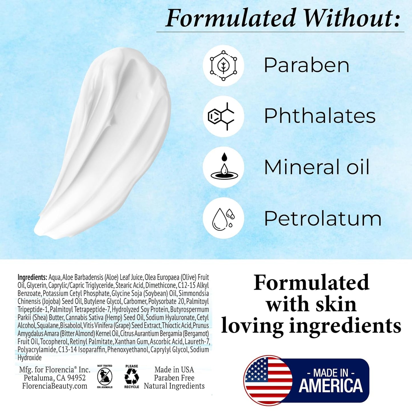 Florencia Marine Moisturizer - Youthful Radiance Face & Neck Cream - Hydrating, Nourishing, Wrinkle, Rejuvenating Cream with Marine Algae Extracts and Hyaluronic Acid for Men & Women, 2 oz-GlimoraGlow