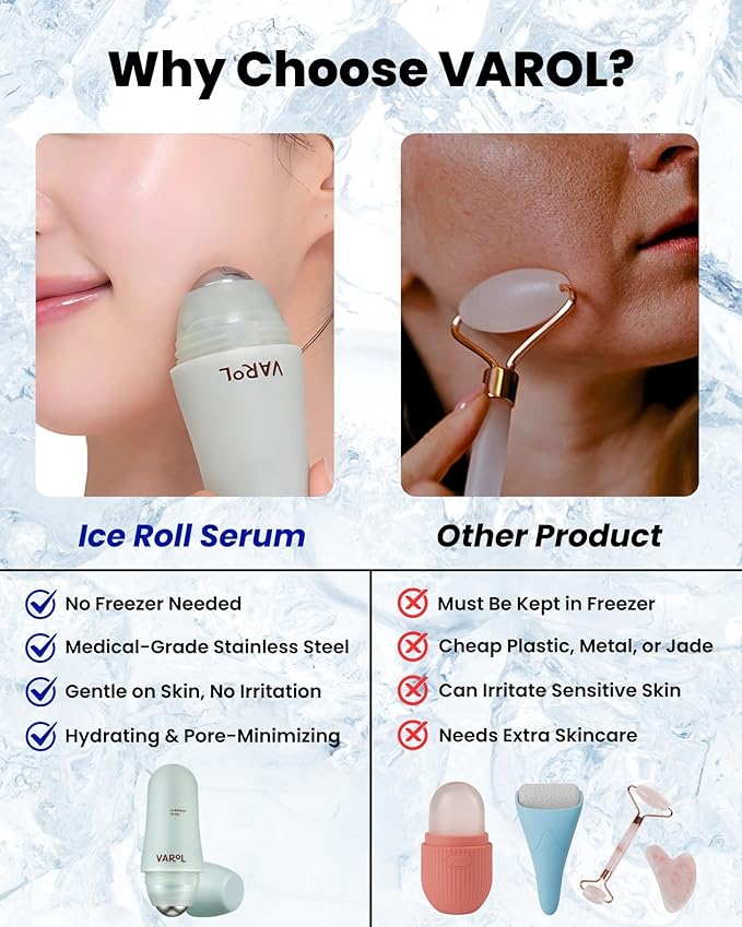 Ice Roll Serum | Cooling & Hydrating Roll-On Serum for Face, Puffy Eyes, Tannin & Panthenol for Pore Minimizing, Soothing, Facial Roller for Depuffing, Under Eye Bag Treatment | Korean Skin Care-GlimoraGlow