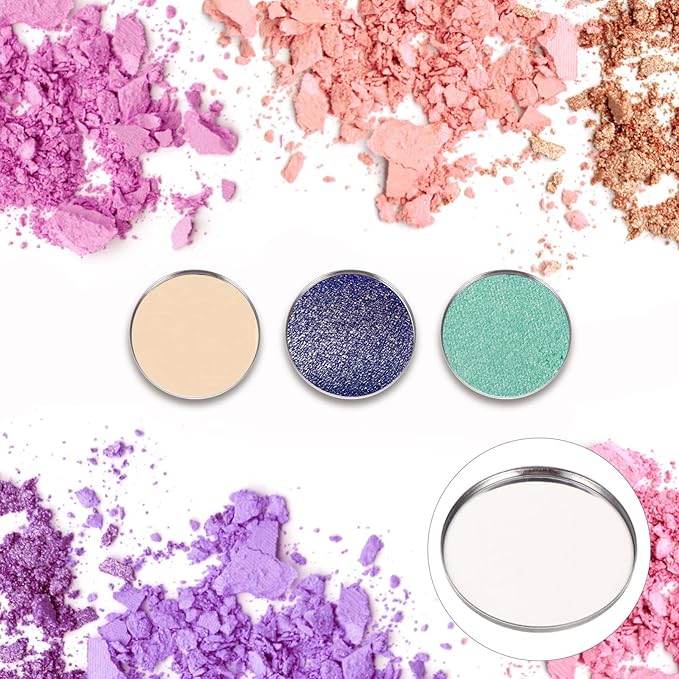 20pcs Metal Makeup Eyeshadow Jars Pan Palettes Tin Lipstick Foundation Single Holder Watercolor Eye Tray Steel Round Blush Pans Magnetic Cosmetic Plate Empty Pigment for-GlimoraGlow