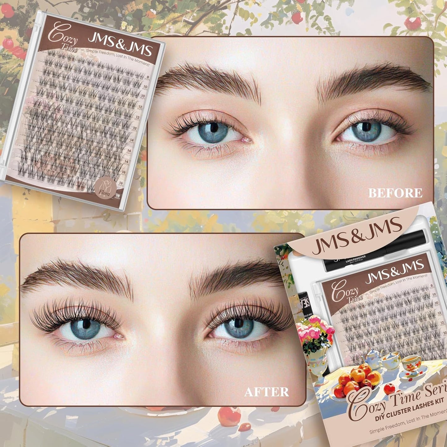 JMS&JMS Super Thin Band Eyelash Clusters Reusable Soft & Comfortable (Flora,8-18mix)-GlimoraGlow