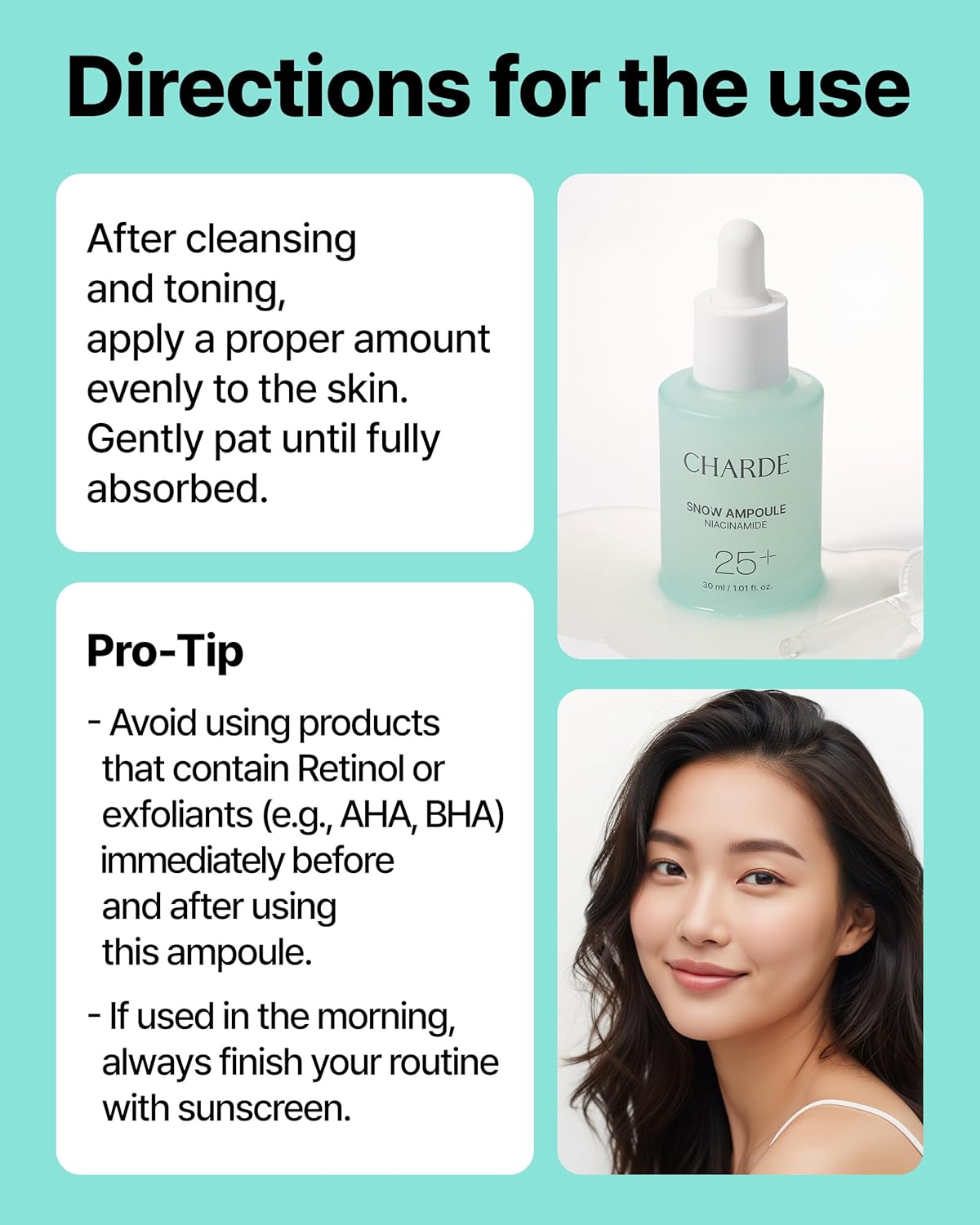 Charde Niacinamide 25% Snow Ampoule for Face, Dark Spot Care for Hyperpigmentation, Freckles & Sun Spots | Radiance Boosting with White Garcinia & Arbutin, Korean Skin Care, 1.01 fl. oz.-GlimoraGlow