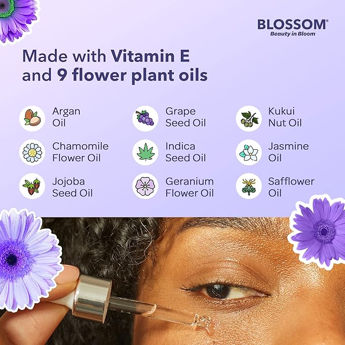 Blossom All Natural Organic Cruelty Free Moisturizing Eye Serum with Essential Oils, Infused with Real Flowers, Made in USA, 0.5 fl. oz., Fall Medley-GlimoraGlow