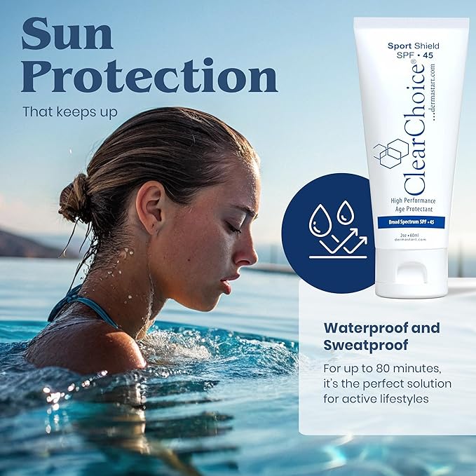 Clear Choice Travel Size Sunscreen for Face SPF 45, Mineral Oil Free Sunblock & Light Moisturizer with Zinc Oxide, Reef-Safe, Broad Spectrum, No White Cast, Dermatologist Recommended 2oz-GlimoraGlow