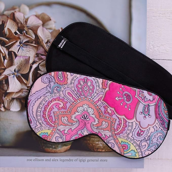 100% Pure Silk Eye Mask Sleep Eye Mask Eye Cover Eyeshade Sleeping Eye Mask Printed Colors (#12)-GlimoraGlow