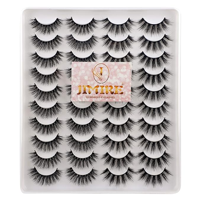 JIMIRE 20 Pairs False Eyelashes 2 Styles Mixed Fluffy Eyelashes Natural Volume Wispy Faux Mink Lashes Pack-GlimoraGlow