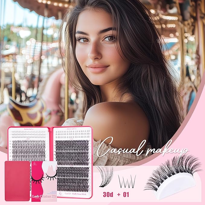 Lash Clusters - Lash Clusters with Bottom Lashes Lash Clusters 30D40D50D60D Fluffy Wispy EyeLash Clusters D Curl No Adhesives Included-GlimoraGlow