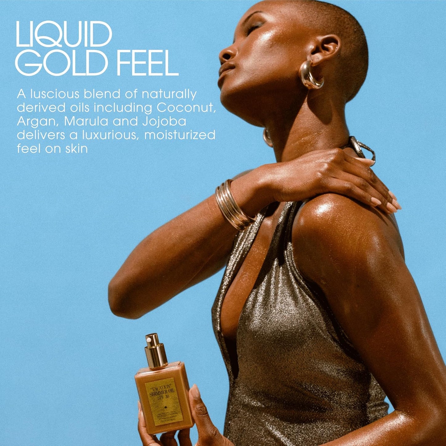 "VACATION" Shimmer Oil SPF 30 by Vacation, Shimmering Body Sunscreen, Water-Resistant, Enhances All Skin Tones, Dermatologist-Tested, Vegan, Travel Size, 2.9 Fl. Oz.-GlimoraGlow