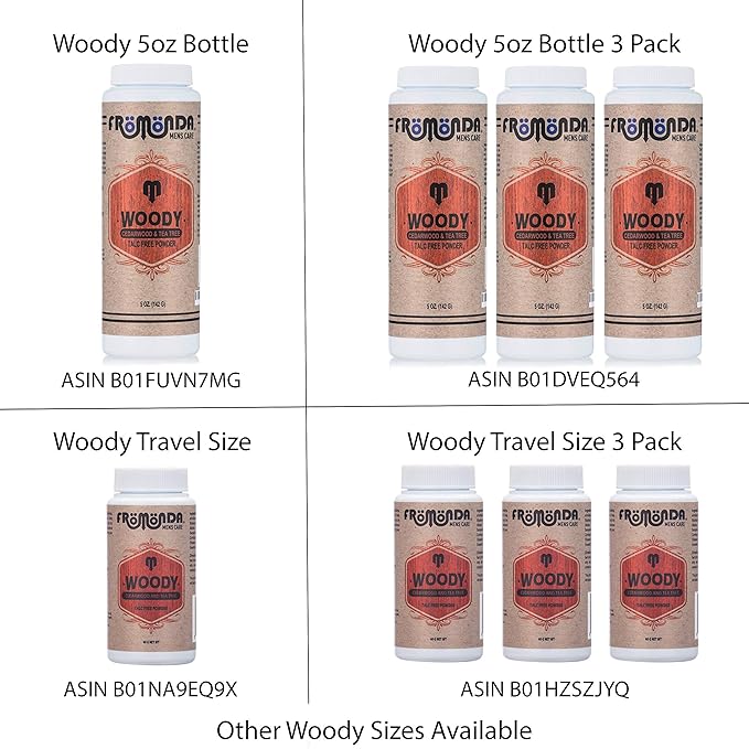 (Woody) Body Powder Cedarwood & Tea Tree (5 oz, 1-Pack) Unisex, Talc-Free, Anti-Chaffing, Sweat Defense with Essential Oils-GlimoraGlow