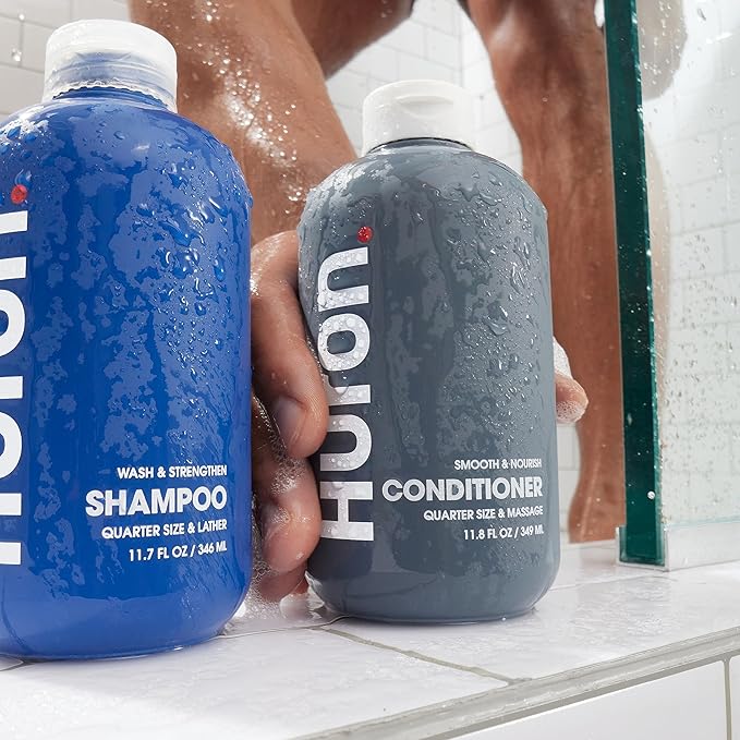 Huron Men’s Conditioner - Lightweight, Hydrating Conditioner - Eliminates Frizzy Hair, Moisturizes, & Restores Shine - Clean & Invigorating Scent - 100% Vegan Ingredients & Cruelty-Free - 11.8 Fl Oz (2 Pack)-GlimoraGlow