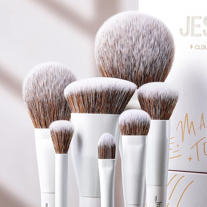 Jessup Makeup Brushes Set 14pcs Make up Brushes Premium Synthetic Foundation Concealer Blush Contour Powder Eye Shadow Blending Brush, Pearl White T343-GlimoraGlow