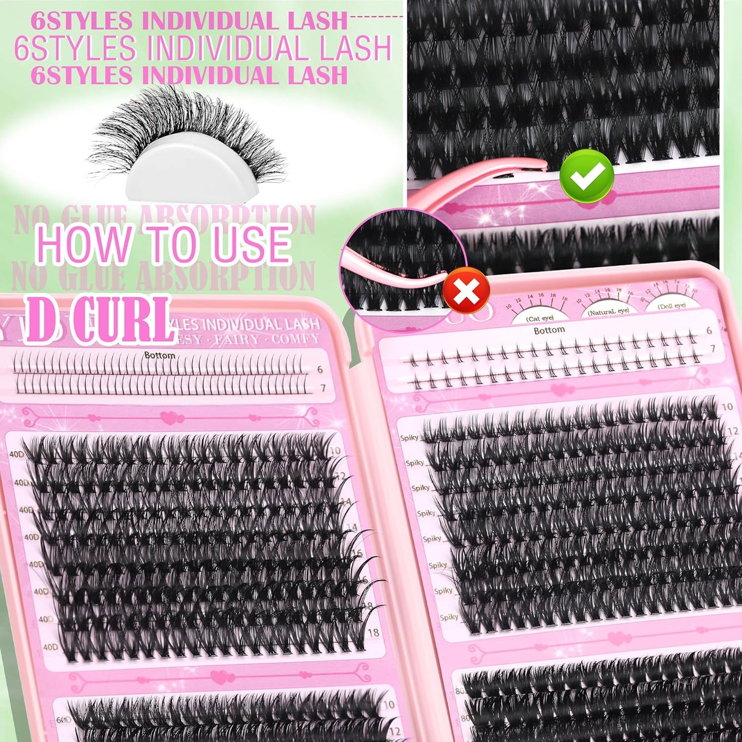 Lashes Clusters Kit 1846Pcs Bulk Packs Volume False Eyelash Extensions D Curl Wispy Individual Eyelashes, Volume Studio Effect, Wholesale Large Pack with Glue&Seal|Tweezers|Removers|Cleanser-GlimoraGlow