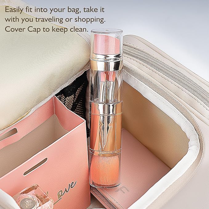 kullder 5-in-1 Makeup Brush Travel Makeup Brush set Dual Ended Mini Makeup Brush Pen Foundation Powder Concealer Shadow Blush Makeup Brushes with 2 Sponge Puff Womens Gift Idea for Beauty Lover-GlimoraGlow