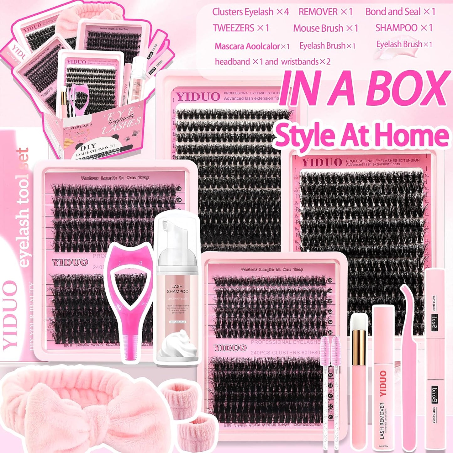 994Pcs Bulk Packs Lashes Clusters Kit Volume False Eyelash Extensions D Curl Wispy Individual Fake Eyelashes, Volume Studio Effect, Wholesale Large Pack with Glue&Seal|Tweezers|Removers|Cleanser-GlimoraGlow