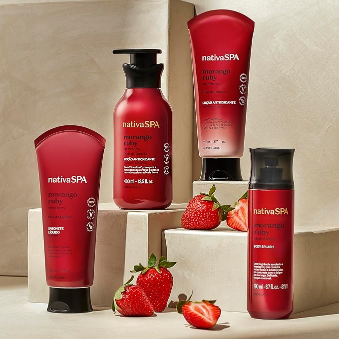 Nativa SPA by O Boticário, Ruby Strawberry Antioxidant Body Lotion, Brightening Vitamin C and Nourishment for Radiant Skin, 13.5 Ounce-GlimoraGlow