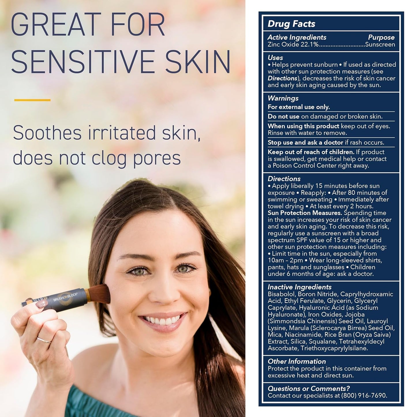 Brush On Block SPF 30 Mineral Powder Sunscreen New Formula, With Niacinamide, Hyaluronic Acid, & Vitamin C, Broad Spectrum, Water Resistant, Translucent, For All Skin Types, Reef Friendly, Mfg in USA-GlimoraGlow