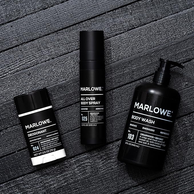 MARLOWE. No. 103 Body Wash 15 oz Pump, Cedarwood + Sea Salt, Energizing & Refreshing Shower Gel, Willow Bark & Green Tea Extracts, Cleanses, Moisturizes, Smooths & Nourishes, Fresh & Zesty Scent-GlimoraGlow