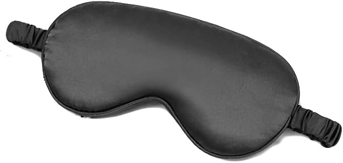100% Natural Mulberry Soft Silk Sleep Mask, Light Blocking Eye Masks For Sleep, Night Blindfold Eye Mask Cover For Men And Women, Sleeping Night Mask For Travel (Black)-GlimoraGlow