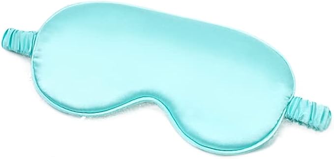 100% Natural Mulberry Soft Silk Sleep Mask, Light Blocking Eye Masks for Sleep, Night Blindfold Eye Mask Cover for Men and Women, Sleeping Night Mask for Travel (Light Blue)-GlimoraGlow