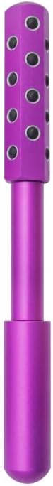 24-Stone Facial Roller - Cooling Face & Neck Massager Tool for Skin Rejuvenation | 360° Contouring with Germanium Stones & Aircraft Aluminum | Portable 7.6" Beauty Roller - Purple-GlimoraGlow