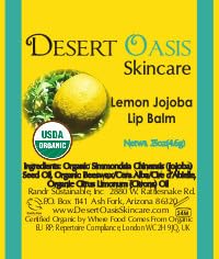 2-Pack Organic Lemon Lip Balm - USDA Certified Organic, 70% Organic Jojoba Oil, Organic Beeswax, Soothes and Softens Dry, Cracked, and Sensitive Lips, Natural Lemon Scent No Taste. 0.15 oz/4.6 gm-GlimoraGlow