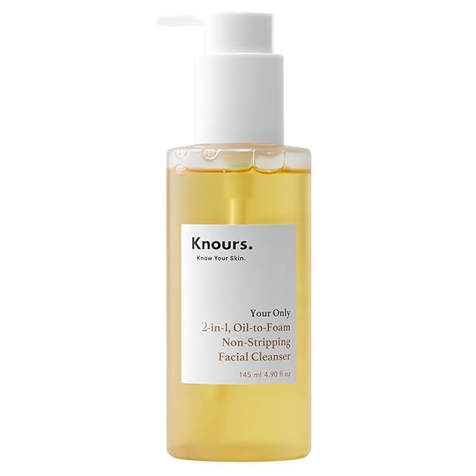 Knours. 2-in-1 Oil-to-Foam Non-Stripping Facial Cleanser, Honey & Plant Based Oils Makeup Remover Non Drying Clean Beauty (145ml 4.97 fl. oz.)-GlimoraGlow