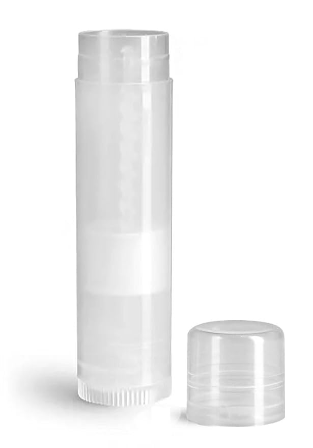 144 Natural Plastic Empty Lip Balm Tubes with Natural Friction Fit Caps by SKS Bottle & Packaging, 0.15 oz tubes - Bulk Lip Balm Containers for DIY Lip Care, Lip Balm Making, and Lip Balm Crafting-GlimoraGlow