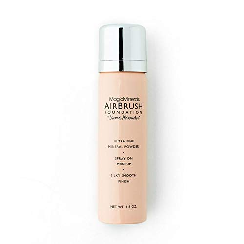 Jerome Alexander MagicMinerals AirBrush Foundation, Spray Makeup with Skincare Active Ingredients, Ultra-Light, Buildable, Full Coverage Formula (Warm Medium)-GlimoraGlow