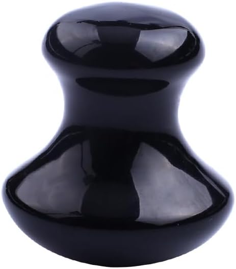 1 Pc Mushroom Jade Gua Sha Facial Tools, Jade Roller Guasha Massage Black Jade Stone Mushroom Shaped Face Lift Remove Wrinkles Massager for Women Spa, Gua Sha Massage Knobs for Body Relaxing-GlimoraGlow