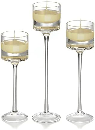 yummi Set of 18 Floating Candles and Monet Stem Holders - Buttercup Yellow