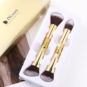 DUcare Makeup Brushes Duo End Foundation Powder Buffer and Contour Brush Synthetic Cosmetic Tools 2Pcs-GlimoraGlow