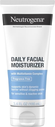 Neutrogena Fragrance Free Daily Facial Moisturizer, Face & Neck Moisturizer for Sensitive Skin with Vitamin B3, Pro-Vitamin B5 & Vitamin E Supports Skin's Dynamic Barrier, 3.4 fl. oz, Pack of 3-GlimoraGlow