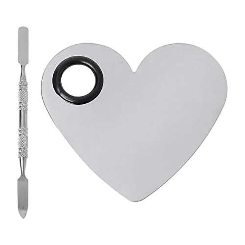 2 Pack Makeup Palette,Stainless Steel Cosmetic Mixing Palette with Spatula Tool for Foundation Nail Art Eyeshadow, Silver-GlimoraGlow