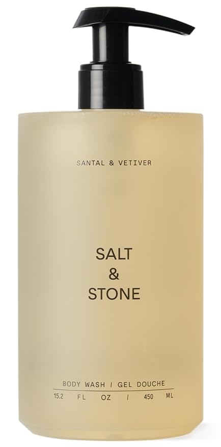 Salt & Stone Antioxidant-Rich Body Wash - Santal & Vetiver | Cleanse, Nourish & Soften Skin with Niacinamide & Hyaluronic Acid | Free From Parabens, Sulfates & Phthalates (15.2 fl oz)-GlimoraGlow