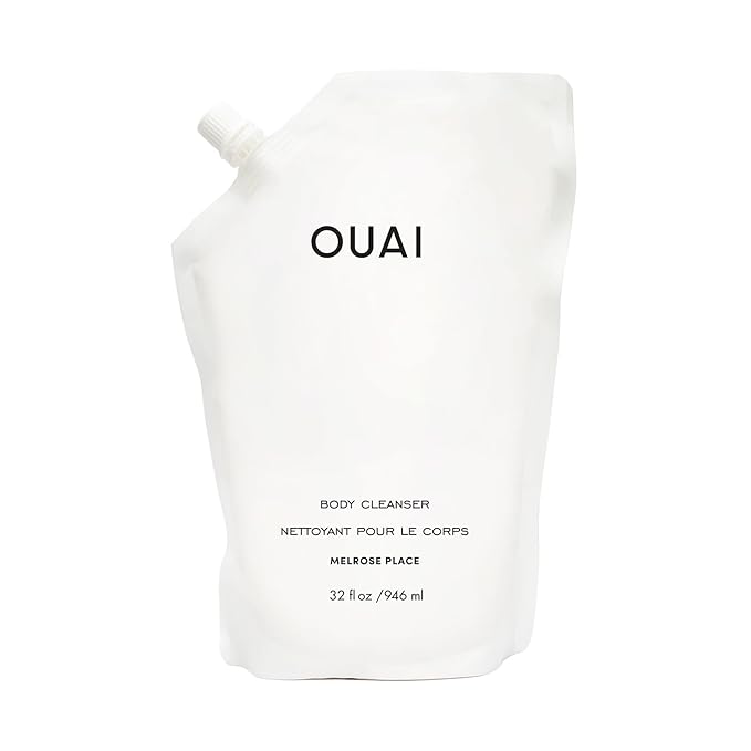 OUAI Body Cleanser Refill, Melrose Place - Foaming Body Wash with Jojoba Oil and Rosehip Oil to Hydrate, Nurture, Balance and Soften Skin - Paraben, Phthalate and Sulfate Free Skin Care - 32 Oz-GlimoraGlow