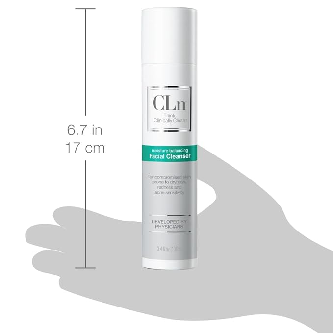CLn® Facial Cleanser - Hydrating Facial Cleanser with Glycerin, For Skin Prone to Dryness, Eczema, Redness, Irritation & Acne Sensitivity, Fragrance-Free & Paraben-Free, 3.4 fl. oz.-GlimoraGlow
