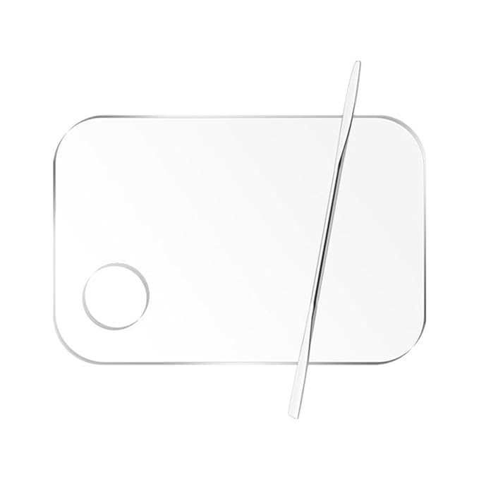 2 Pcs Acrylic Makeup Palette Makeup Mixing Tray with Makeup Spatula for Beauty Salon Color Cream Liquid Foundation Mixing Palette (Rectangular)-GlimoraGlow