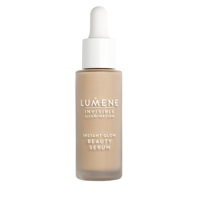 Lumene Invisible Illumination Instant Beauty Glow Serum - Sheer-Coverage Face Makeup + Brightening Serum - Infused with Nordic Algae and Vitamin E for Instant Radiance - Universal Medium (30ml)-GlimoraGlow